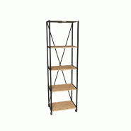 Etagère haute L59xP39xH195cm 4 niveaux Westside Noir mat - tube 20x20mm - bois