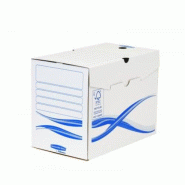 Fellowes Lot de 25 Boîte à archives Bankers Box Basic, format A4+, larg. 200 mm, coloris blanc/bleu - 0043859655601