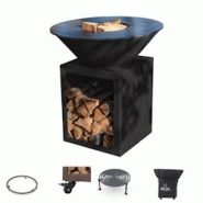 GRILLCHIC Pack Privilège Brasero Brasero Classique Acier 103 Noir Double Cuve - noir PAPRIVBRACDCCL_103_90_RAL9005