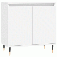 Helloshop26 - Armoire de salle de bain avec grand espace de rangement 58 x 33 x 60 cm design industriel en bois blanc 02_0049013 - blanc Bois massif 3