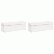 Helloshop26 - Jardinière bac lit surélevé plantes fleurs jardin terrasses lot de 2 bois de pin massif blanc 02_0039036 - 3000217987962 Helloshop26 - Jardinière bac lit surélevé plantes fleurs jardin terrasses lot de 2 bois de pin massif blanc 02_0039036 - 3000217987962