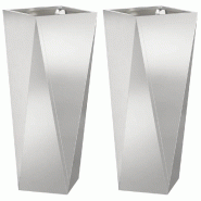 Helloshop26 - Lot de 2 jardinières modernes extérieures 30 x 30 x 75 cm en acier inoxydable argent 02_0053015 - inox 3000237706390