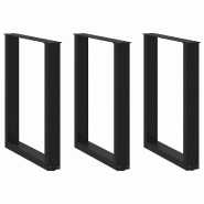 Helloshop26 - Lot de 3 pieds de table à manger en U 70 x 72-73 cm avec niveleurs réglables design moderne en acier noir 02_0057440 - noir acier 3000