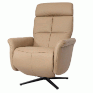 Mendler Fauteuil relax HWC-L10, Fauteuil TV design Fauteuil de relaxation, fonction chaise longue pivotante, cuir pleine fleur ~ taupe - marron cuir 9