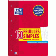 Oxford Lot de 4 Bloc collé A4, 150p./75 feuilles perforées 90g/m², Séyès - 3020120151434