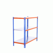 SimonRack Rayonnage métallique, 1000x1000x500 mm, 3 niveaux, tablette métallique, 180 kg au point de flexion, Bleu/Orange/Galvanisé - Simonclick -