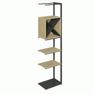 Suite structure Cage noir base métal 58x40x240cm 2 tabl et cube chêne clair