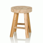 Tabouret RUSTIKO W bois de paulownia hjh LIVING - marron Bois massif 830127