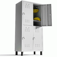 TwinThink Vestiaire metallique à 4 portes Casier 180x65x40cm pour votre atelier ou votre bureau Casier metallique serrure (Gris) - gris métal 843702