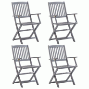 VidaXL Chaises Pliables D Extérieur Lot De 4 Bois D Acacia Solide - gris 46334