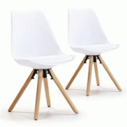 VS Venta-stock Set de 2 chaises Salle à Manger Jeff Style Nordique Blanc, 54 cm x 49 cm x 84 cm - blanc I20029
