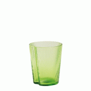 Zafferano Lot de 6 Verres Handy Tumbler en Verre Soufflé Vert Pomme, Design Ergonomique avec Sillons Verticaux et Surface Empilable pour un Usage Quo