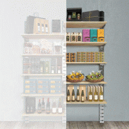 Élément suivant Zetawall chrome 5 tablettes chêne clair L90xH240cm