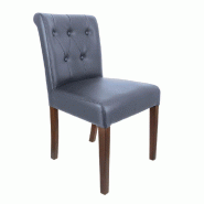Chaise d'intérieur Etoile dossier capitonné simili cuir gris - par 2