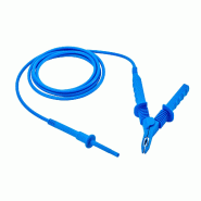 CHAUVIN ARNOUX - Cordon haute tension 15kV avec pince crocodile isolée - Bleu - 3 mètres