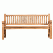 Décoshop26 - Banc de jardin dossier à lattes droites 120 cm en bois de teck avec accoudoirs 10_0007966 - Bois massif 3000266399914