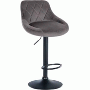 Décoshop26 - Tabouret de bar en velours gris coutures décoratives pivotant support métal noir TDB10666 - gris 3002472832698 Décoshop26 - Tabouret de bar en velours gris coutures décoratives pivotant support métal noir TDB10666 - gris 3002472832698