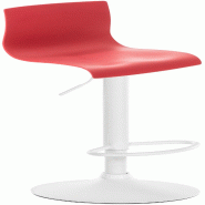 Décoshop26 - Tabouret de bar x1 avec repose-pieds pivotant dossier incurvé en plastique rouge et métal blanc 10_0004985 - rouge métal 3000252397375