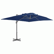 Helloshop26 - Parasol déporté avec mât en aluminium 4 x 3 m bleu azuré 02_0008485 - bleu aluminium 3000453047765