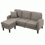 Merax canapé d'angle en L 166 cm avec méridienne flexible, 3 places, coton-lin, module compact, gris foncé - gris multi-matériau WF228403408A