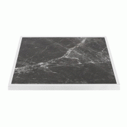 Plateau de table extérieur carré en verre trempé effet granit foncé bord blanc 700 mm | Bolero - FU516