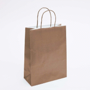 Sac kraft café poignées torsadées coordonnées 22+10x29cm - par 50