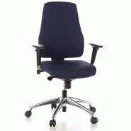 Siège de bureau / Siège pivotant PRO-TEC 200, tissu bleu foncé, aluminium poli hjh OFFICE - bleu polyester 608010