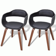VidaXL Chaises à manger lot de 2 noir bois courbé et similicuir Modèle Riviera Dining Royale - 271944