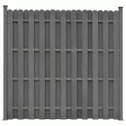 Vidaxl panneau de clôture avec 2 poteaux wpc 180x180 cm gris 45049