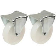 2 - 80mm 3" inch nylon castors - heavy duty fixed castor set 120kg each 2 - 80mm 3" inch nylon castors - heavy duty fixed castor set 120kg each