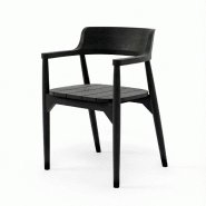 Bazar Bizar Chaise de salle à manger en bois de teck 58x52x80 cm noir - noir Bois massif JAMEK021B