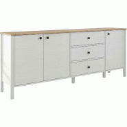 Buffet en aggloméré Frannie Modèle 4 : 3 portes et 3 tiroirs Hanah Home - blanc 8684283786039 Buffet en aggloméré Frannie Modèle 4 : 3 portes et 3 tiroirs Hanah Home - blanc 8684283786039