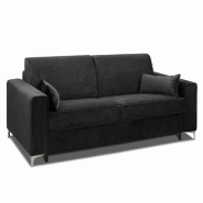 CANAPÉ CONVERTIBLE EXPRESS JACKSON 120CM COMFORT BULTEX® 12CM SOMMIER LATTES RENATONISI VELOURS  NOIR