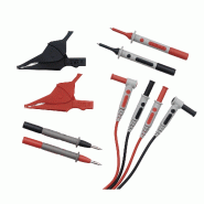 CHAUVIN ARNOUX - Kit d'accessoires de mesure pour électricien - Pointes de touche surmoulées CAT IV, cordons PVC, fiches mâle droite-mâle coudée 1,5 m, pinces cro