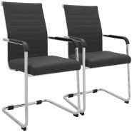 CLP Lot de 2 chaises cantilever Hakon aspect cuir Métal HBT: 90x55x62 cm Gris - gris métal 328965