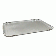 CROKUS Plateaux traiteur simple face argent 34 x 25 cm (100 unités) - argenté en carton C123788