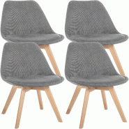 Décoshop26 - Lot de 4 chaises de salle à manger style scandinave en velours côtelé gris CDS10392 - gris 3002478632698