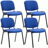 Décoshop26 - Lot de 4 chaises visiteur empilable zone d'attente en tissu bleu piètement à 4 pieds en métal noir 10_0003190 - 3000251446661 Décoshop26 - Lot de 4 chaises visiteur empilable zone d'attente en tissu bleu piètement à 4 pieds en métal noir 10_0003190 - 3000251446661