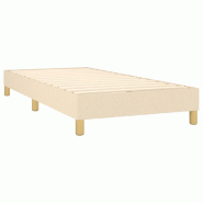 Décoshop26 - Sommier à lattes sur pieds cadre de lit 100x200 cm tissu crème TDL0207276 - beige 3001180188004