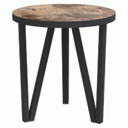 Décoshop26 - Table d'appoint support de plante ø35 cm en MDF marron et acier DEC032583 - marron acier 3000259058385