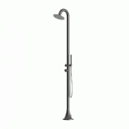 Douche extérieure acier inox 316L couleur canna fucile avec 2 entrées eau chaude et froide modèle Luna SINED - gris acier DOCCIA-INOX-LUNA-D-CANNA-