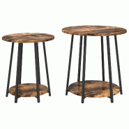 Ensemble de tables d'appoint 2 pcs Chêne fumé et noir Modèle Aero Luna - 869704