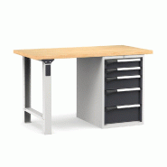 Établi plateau bois L.1500 mm avec bloc 5 tiroirs NOVALP