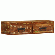 Helloshop26 - Meuble TV mural gain de place rangement pratique 80 x 30 x 19 cm en bois de récupération marron 02_0057692 - marron Bois massif 300024