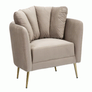 Mauro Ferretti Fauteuil Kiev Style Glamour En Tissu Gris Avec Structure En Bois D'Eucalyptus Et Pieds En Métal Doré - 88 X 77 X 74 Cm - gris 1427270