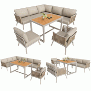 Merax ensemble de chaises de jardin, 6-pièces, tressage corde, beige - beige multi-matériau HW26015AAM