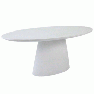 Oviala Business Table de jardin ovale effet béton lisse 8 places 200x110 cm blanc - blanc 114963