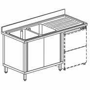 Plonge sur armoire inox portes coulissantes 2 bacs à gauche format ... - PGLA0043
