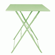 Table de terrasse carrée pliante en acier vert clair 600 mm | Bolero - FT271