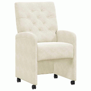 VidaXL Chaises de Salle à Manger avec Roues 2 pcs Crème Velours Modèle Sirelian - 42017873